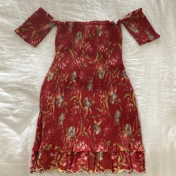 open lace back dress Pleated midi dress ZIMMERMANN Rosso main image 1